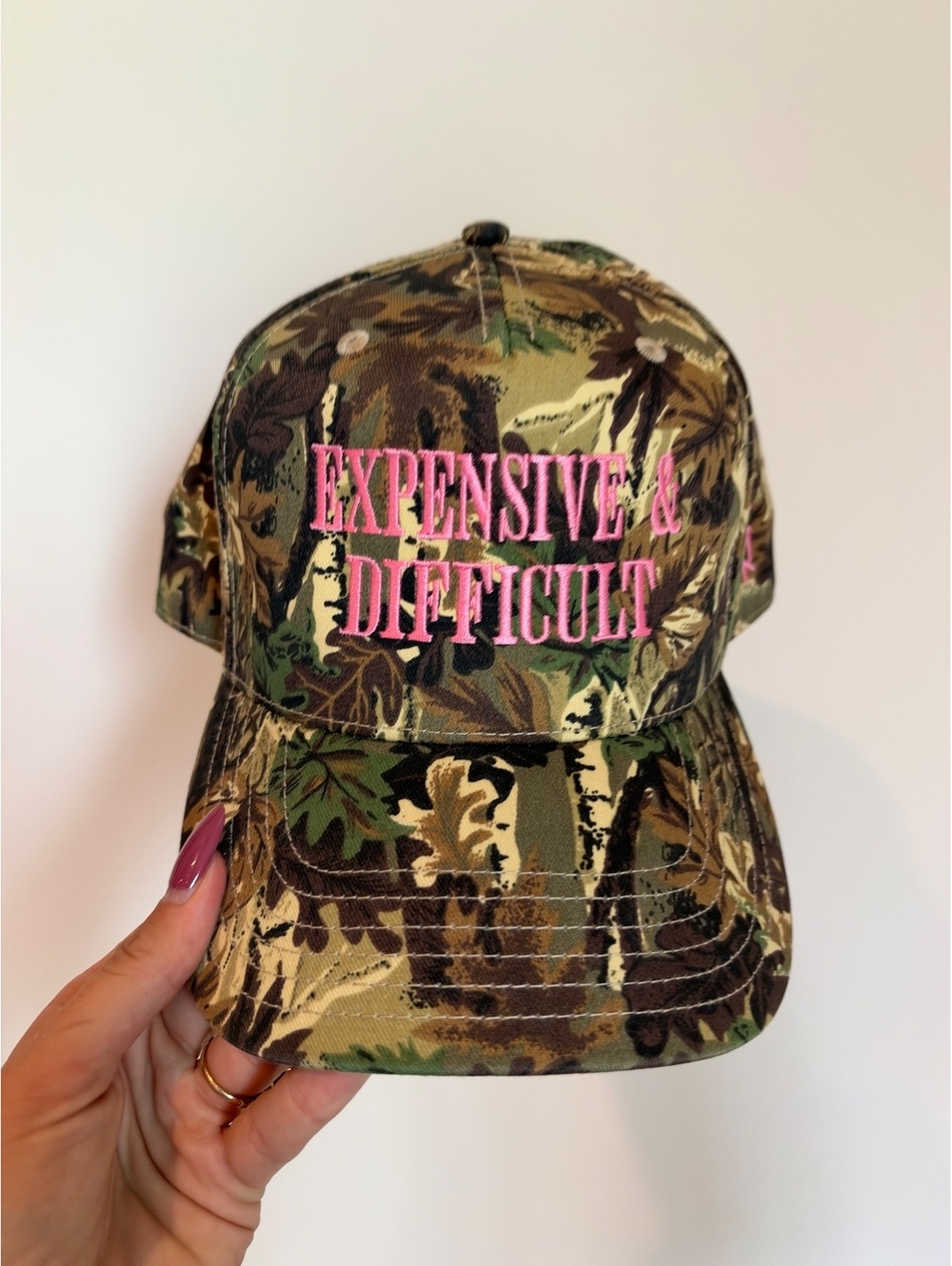 Expense & Difficult Camo Hunting Hat Pink Embroidered Adjustable Cap
